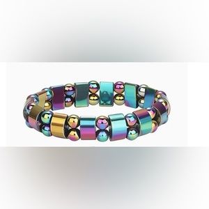 New! Unisex Double Rainbow Magnetic Hematite Bracelet